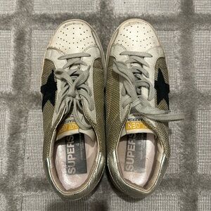 Golden Goose Super-Star Low Top Sneaker in Light Silver/Milk/Black